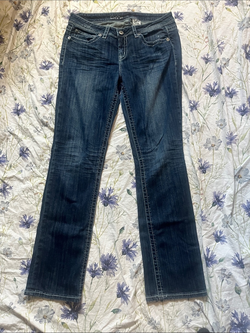 Warehouse One Y2K Dark Wash Straight Jeans Size 33R Mid Rise Relaxed Fit 2000s